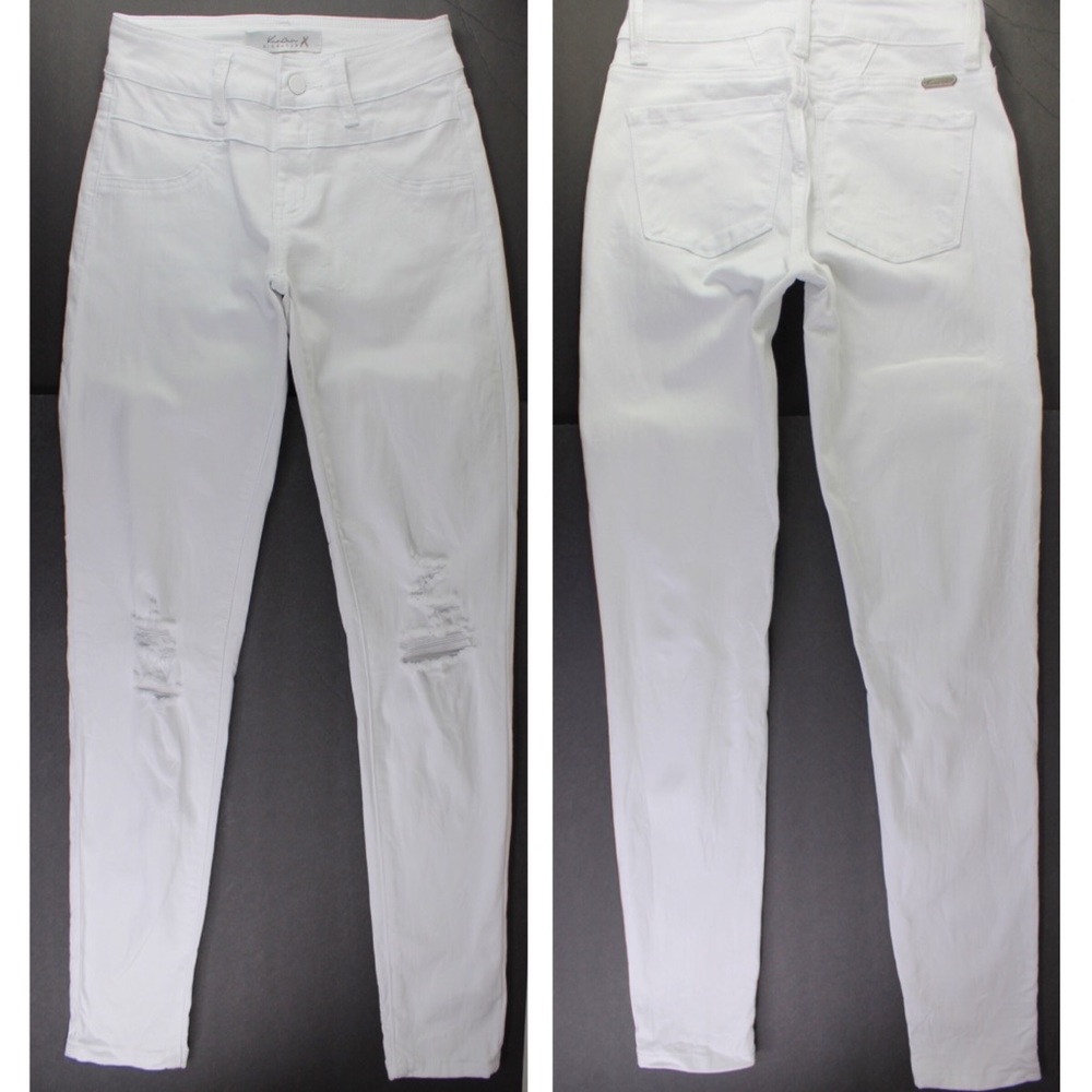 NEW KanCan Destroyed White Stretch Skinny Jeans 24 / 0 - Picture 3 of 12